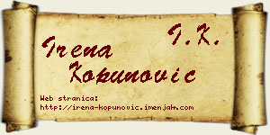 Irena Kopunović vizit kartica